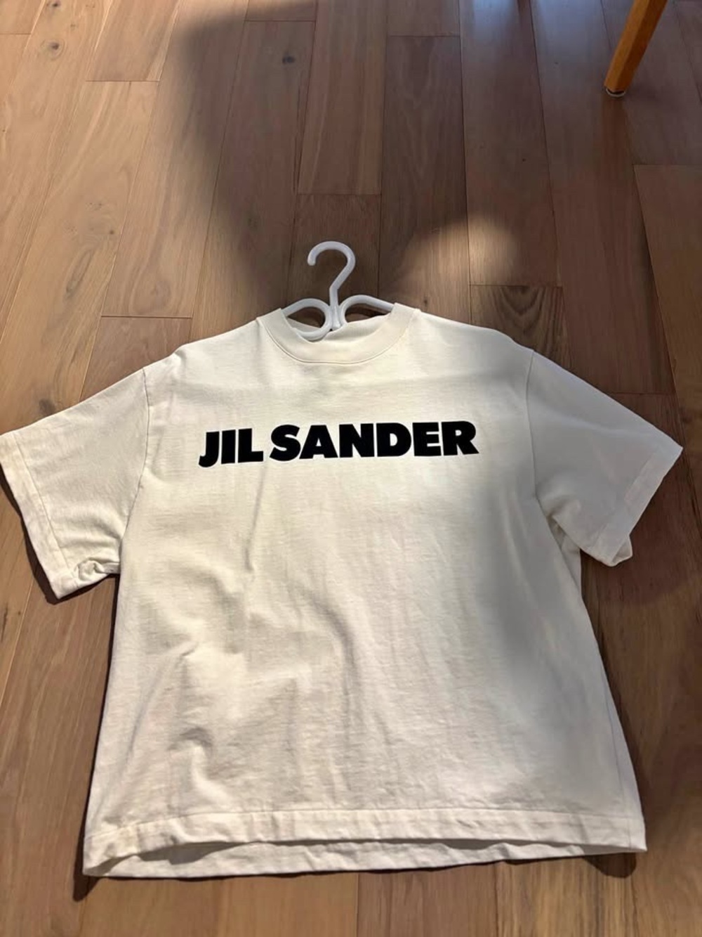Jil Sander Cream Tee with Black Logo